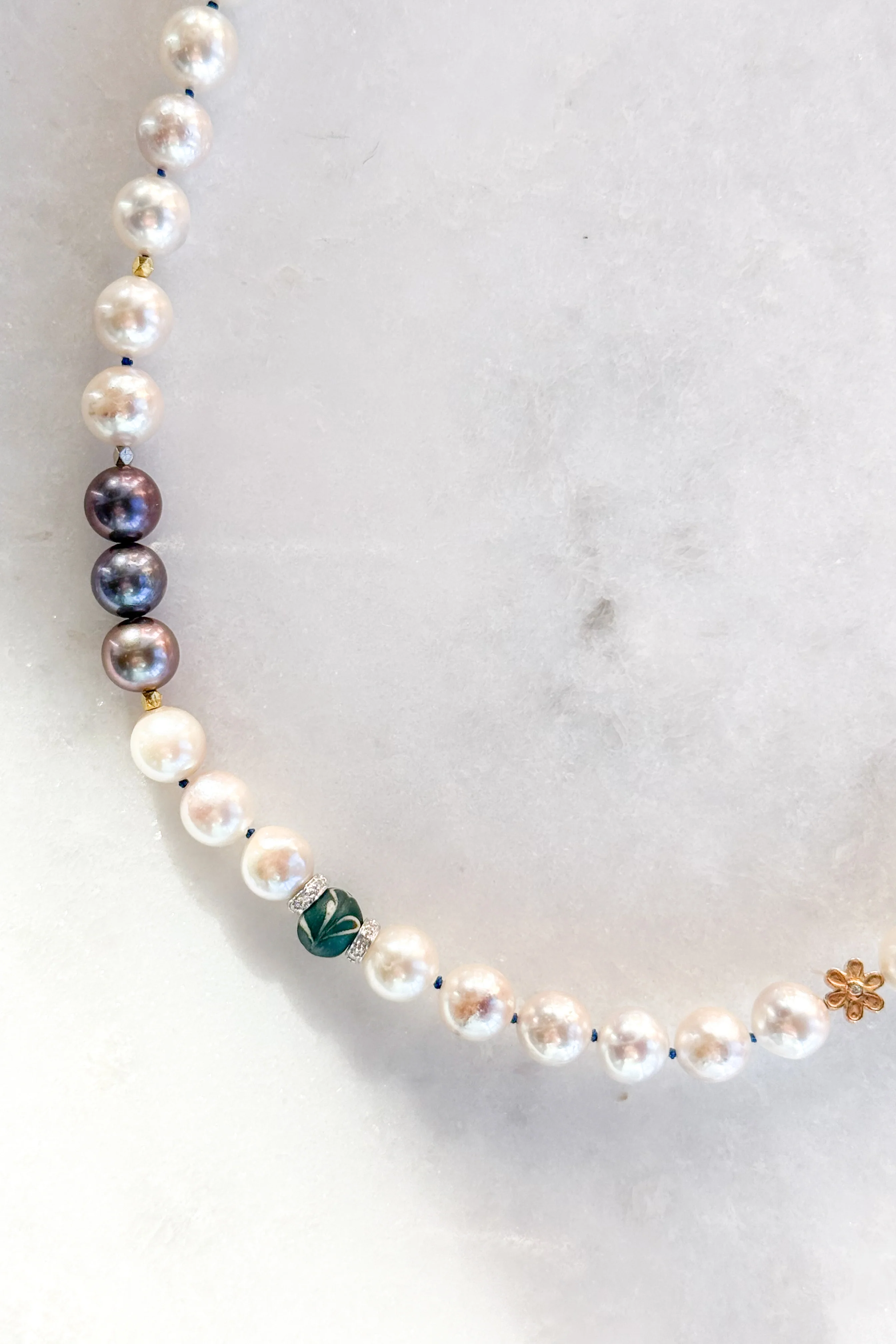Akoya Blue Daisy Pearl Necklace - Image 5