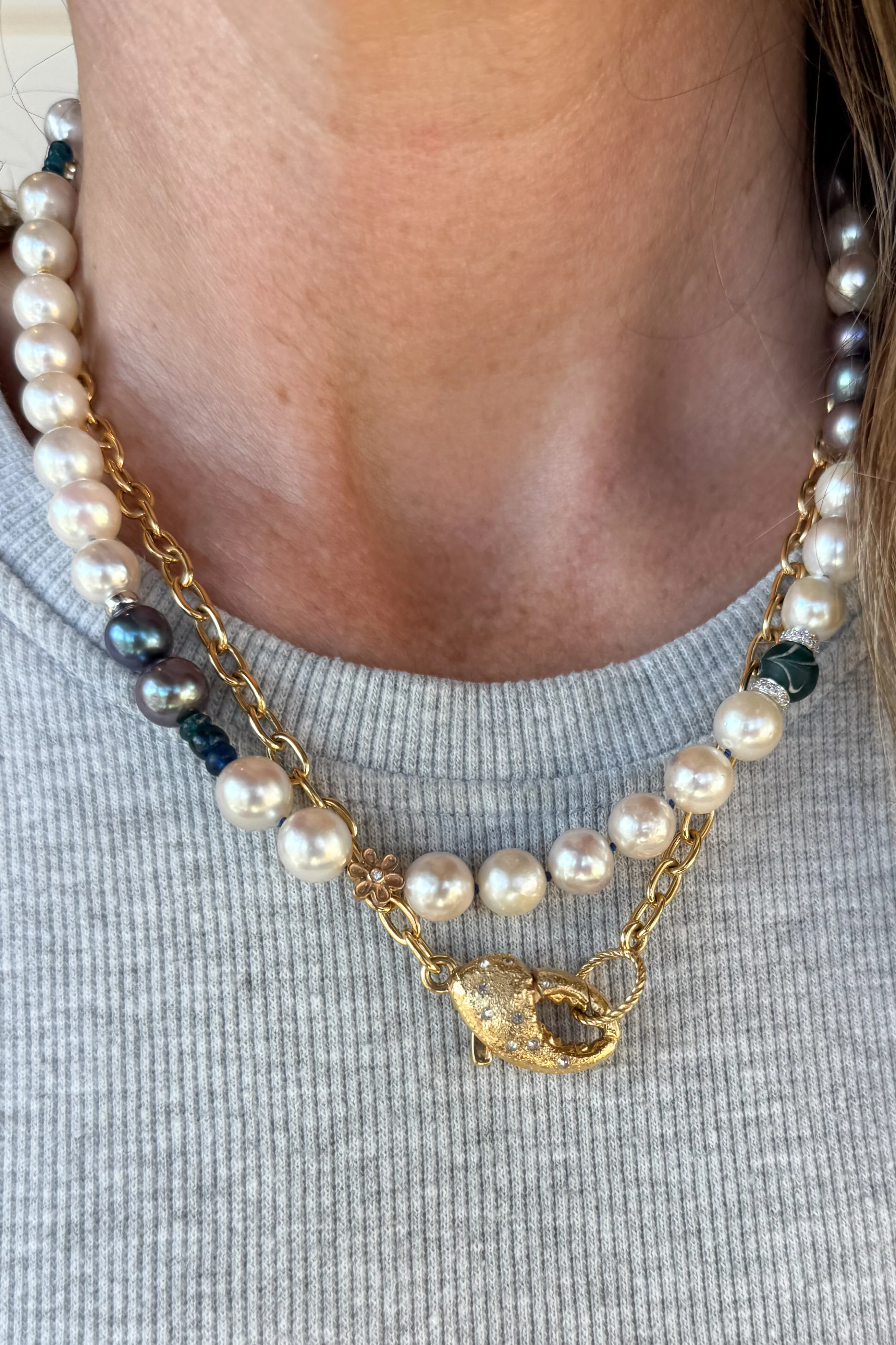Akoya Blue Daisy Pearl Necklace - Image 8