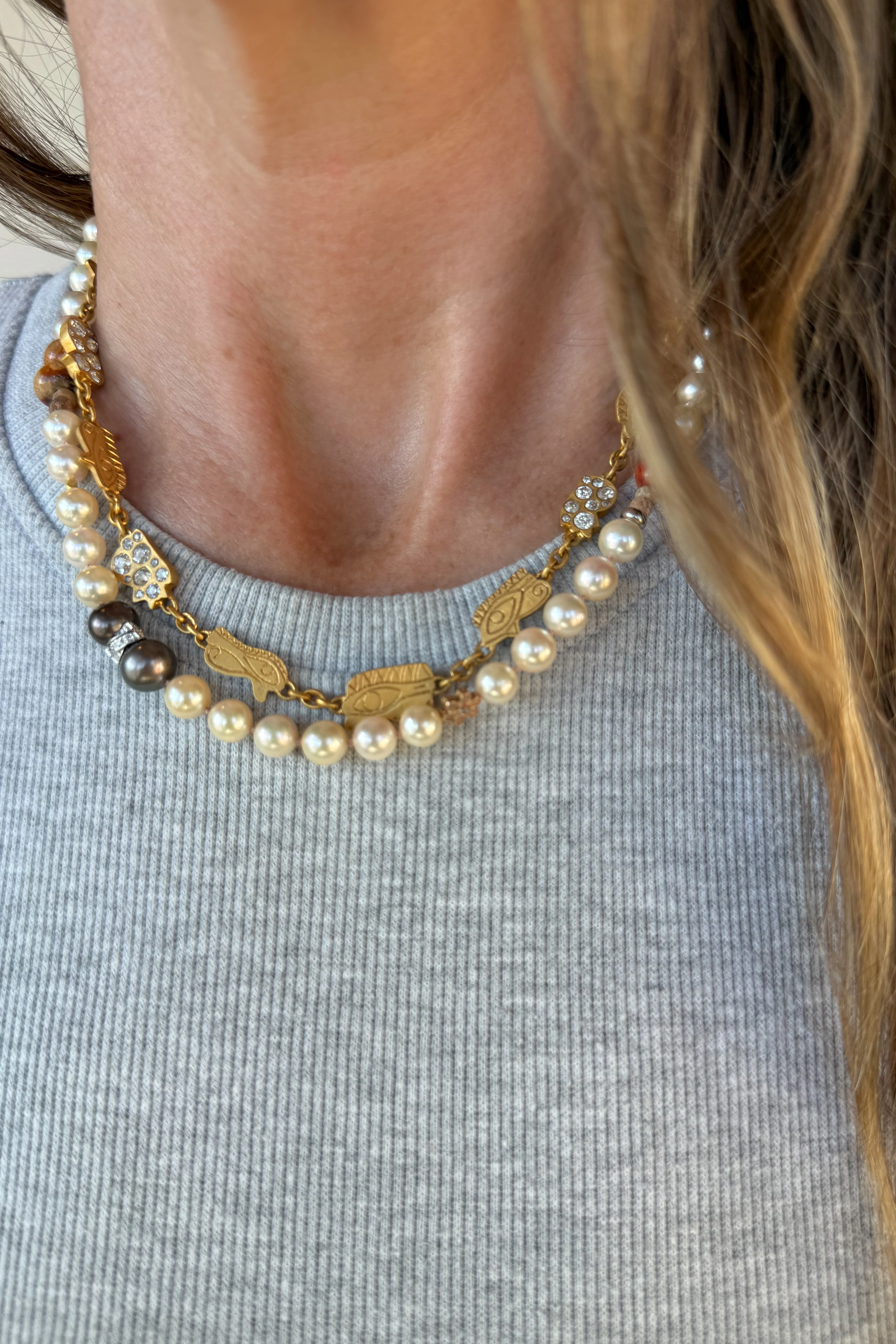 Akoya Coral Daisy Pearl Necklace - Image 6