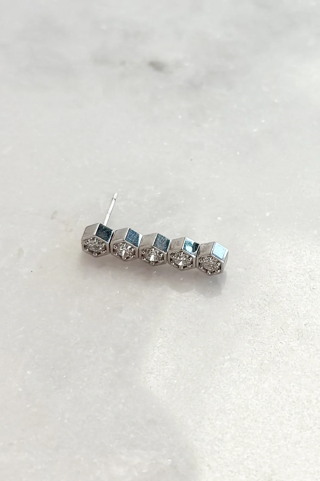 Diamond Hex Drop Earrings - Image 4