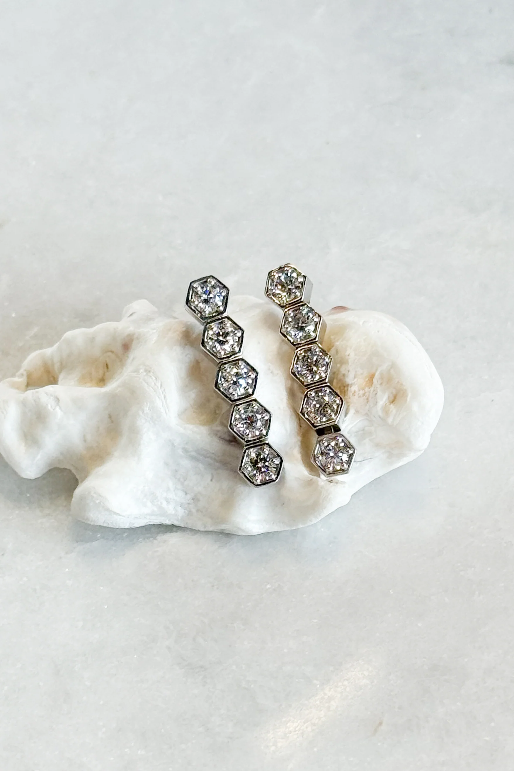 Diamond Hex Drop Earrings - Image 7