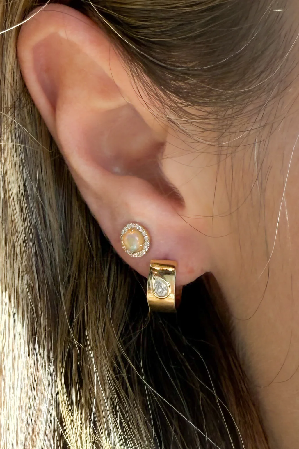 Diamond & Opal Stud Earring - Image 5