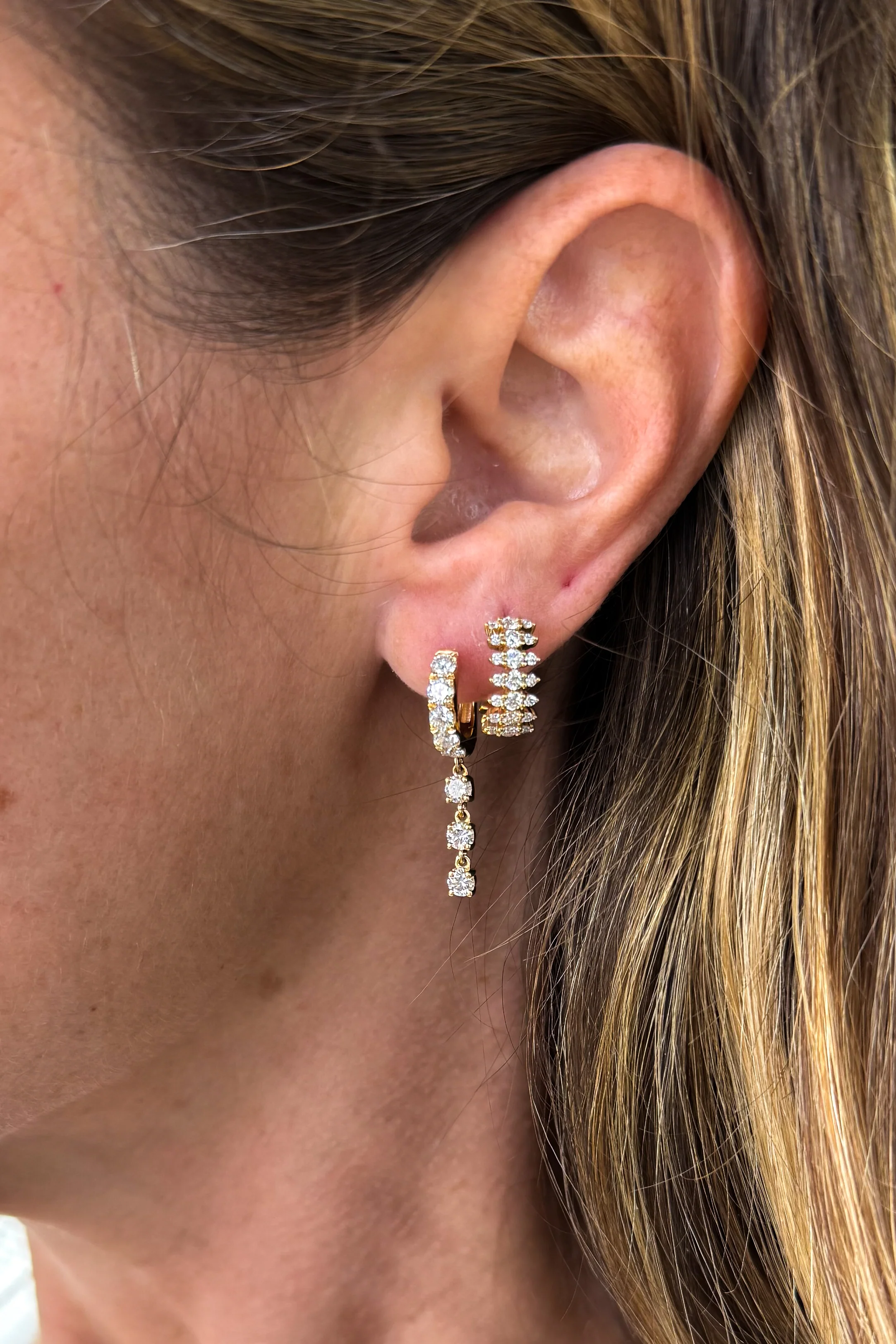 Diamond Spike Huggie Hoop Earring - Image 3