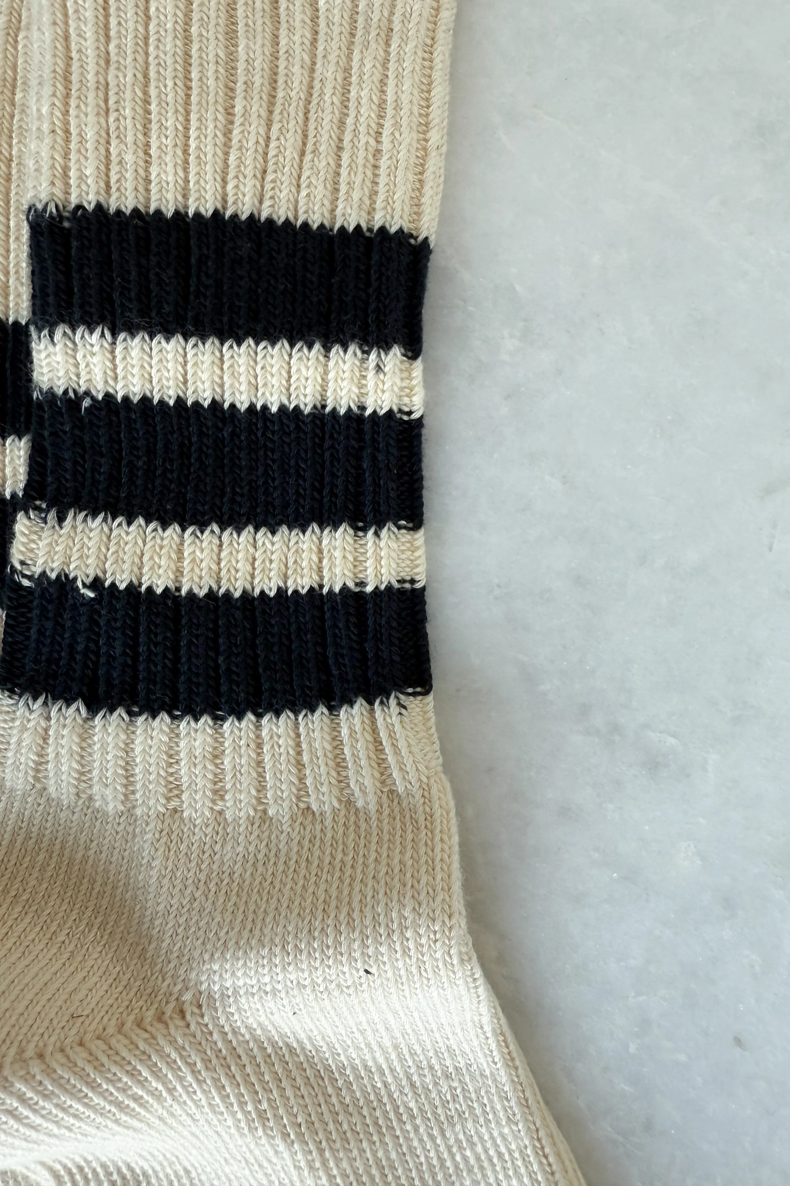 Ecru & Navy Blue Stripe Crew Socks - Image 4