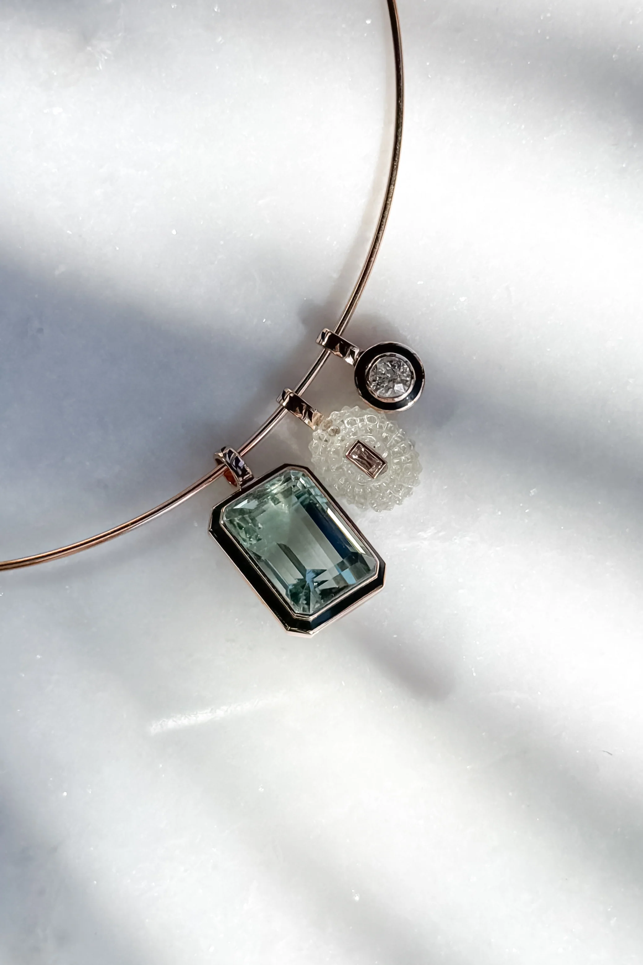Emerald Cut Green Amethyst Pendant - Image 3