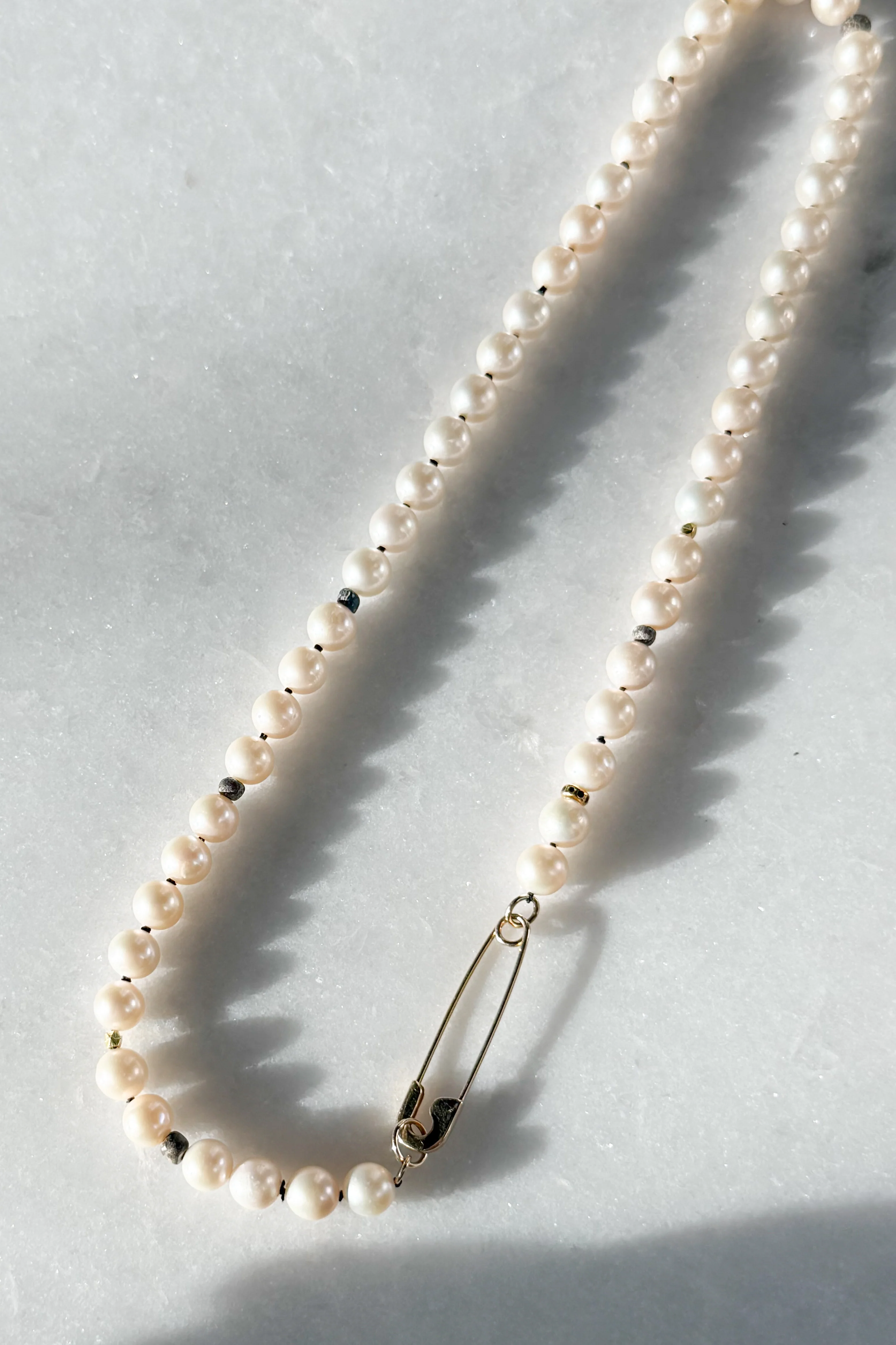 Freshwater Pearl & Safety Pin Necklace - Image 8