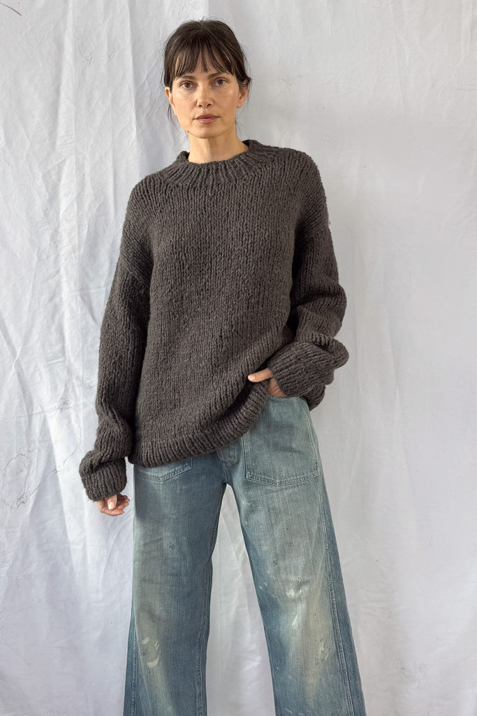 Handknit Coal Crewneck Sweater - Image 8