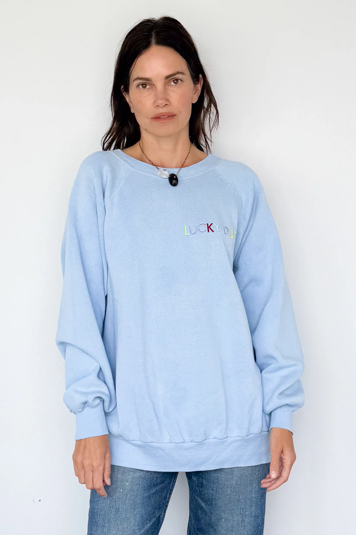 Lucky Duck Sweatshirt - LARGE Baby Blue - Image 3