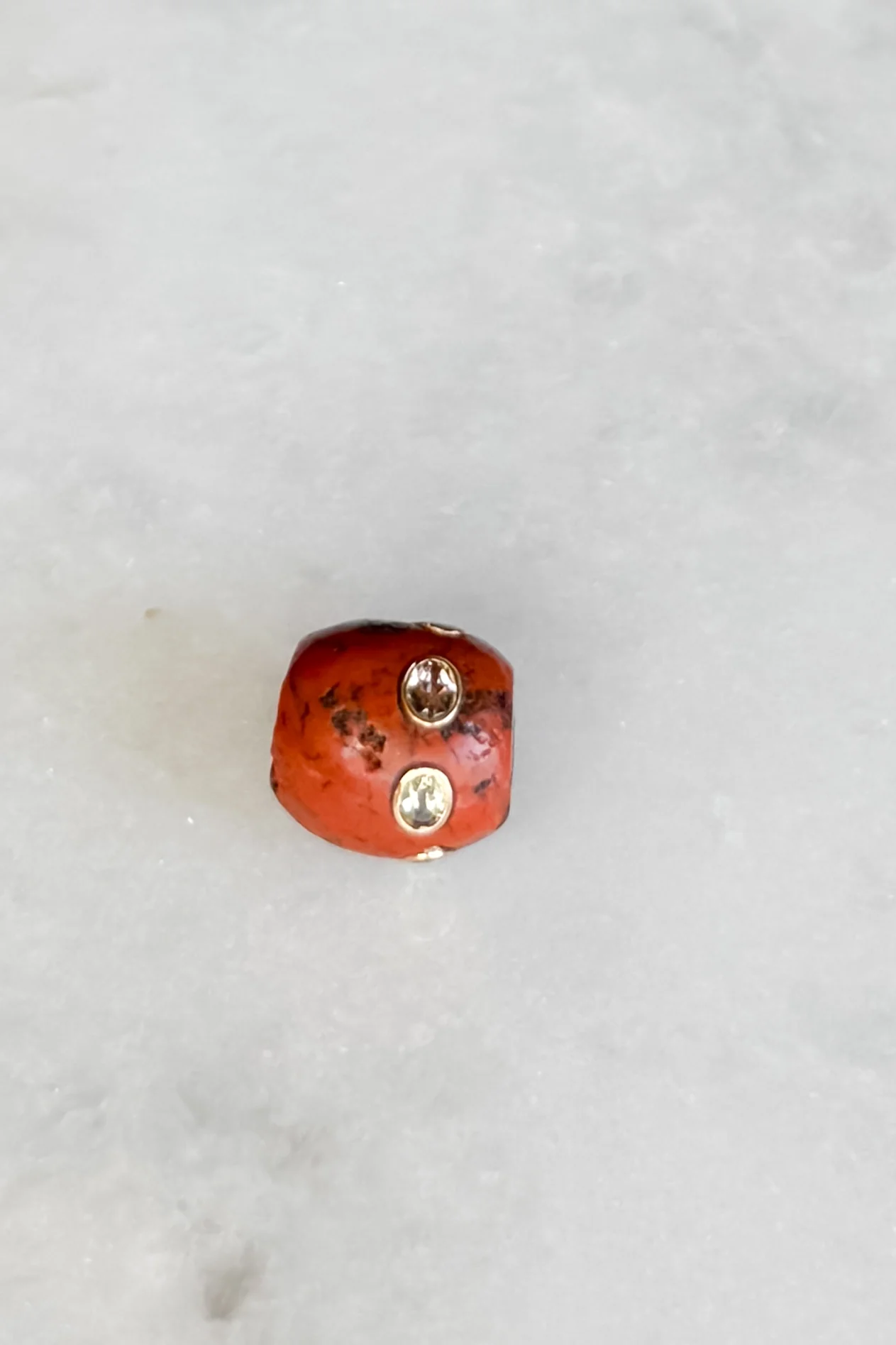 Round Agate Bead with Garnets - Image 4