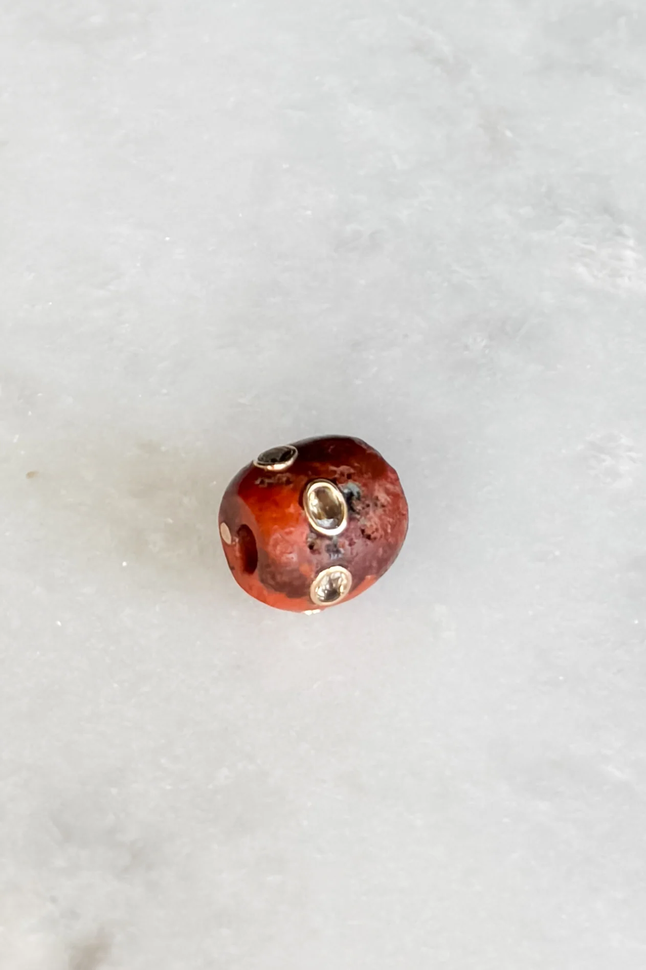 Round Agate Bead with Garnets - Image 5