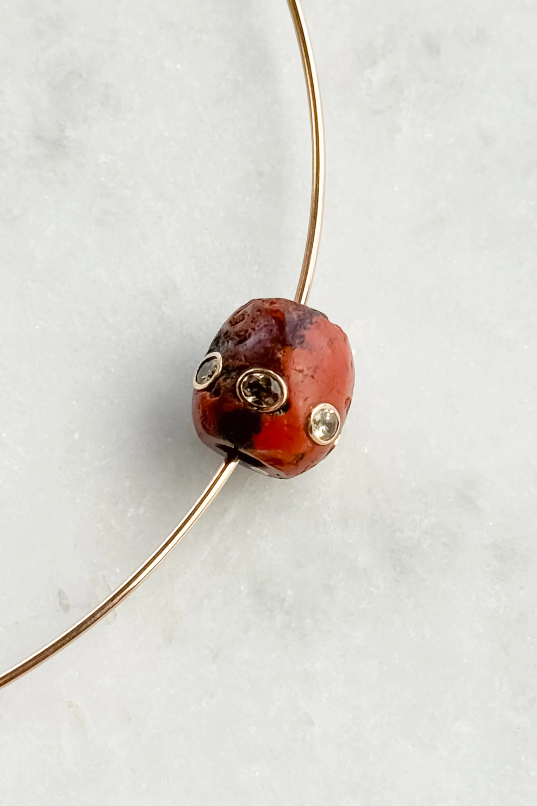 Round Agate Bead with Garnets - Image 8