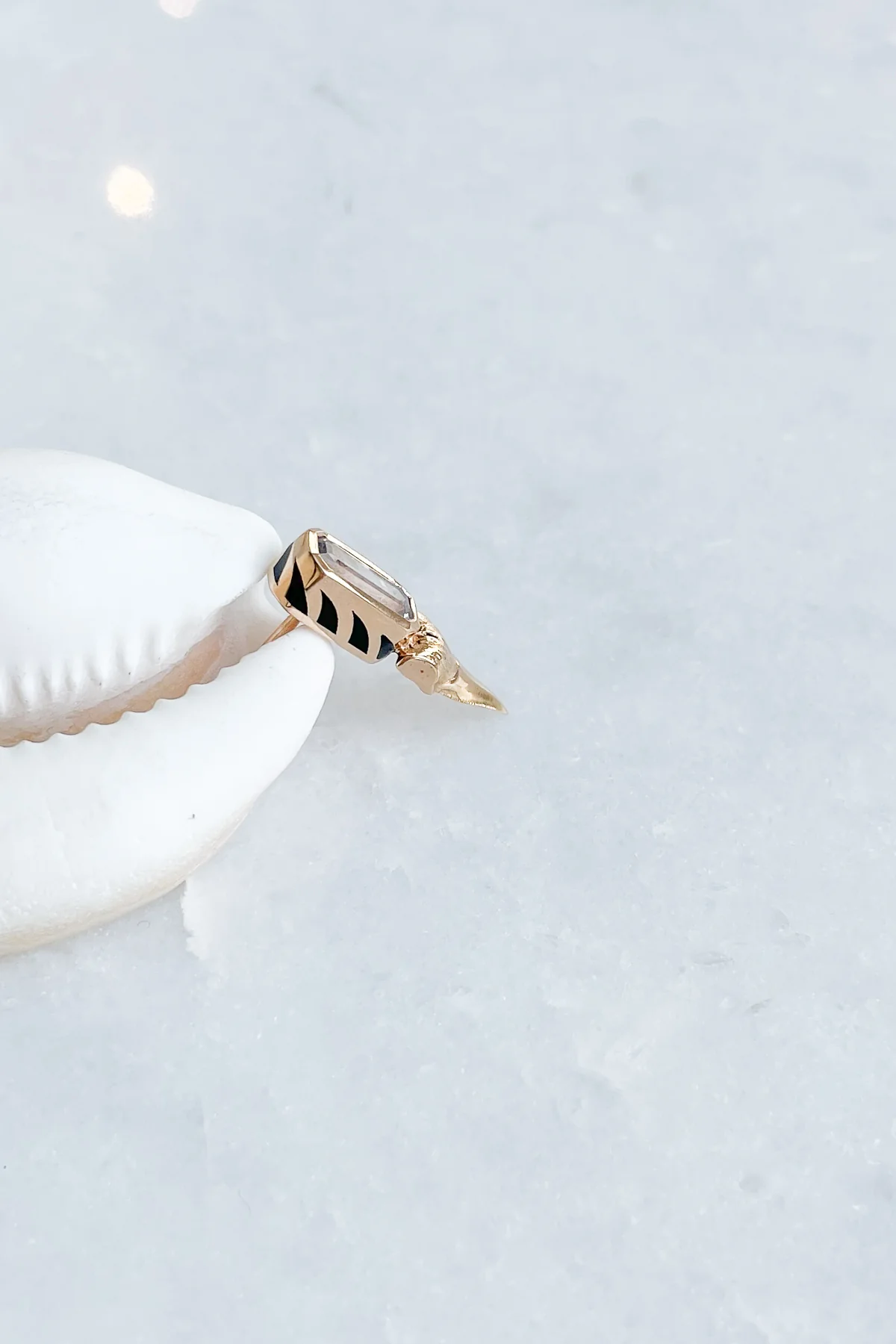 Sapphire Shark Tooth Earring - Image 6