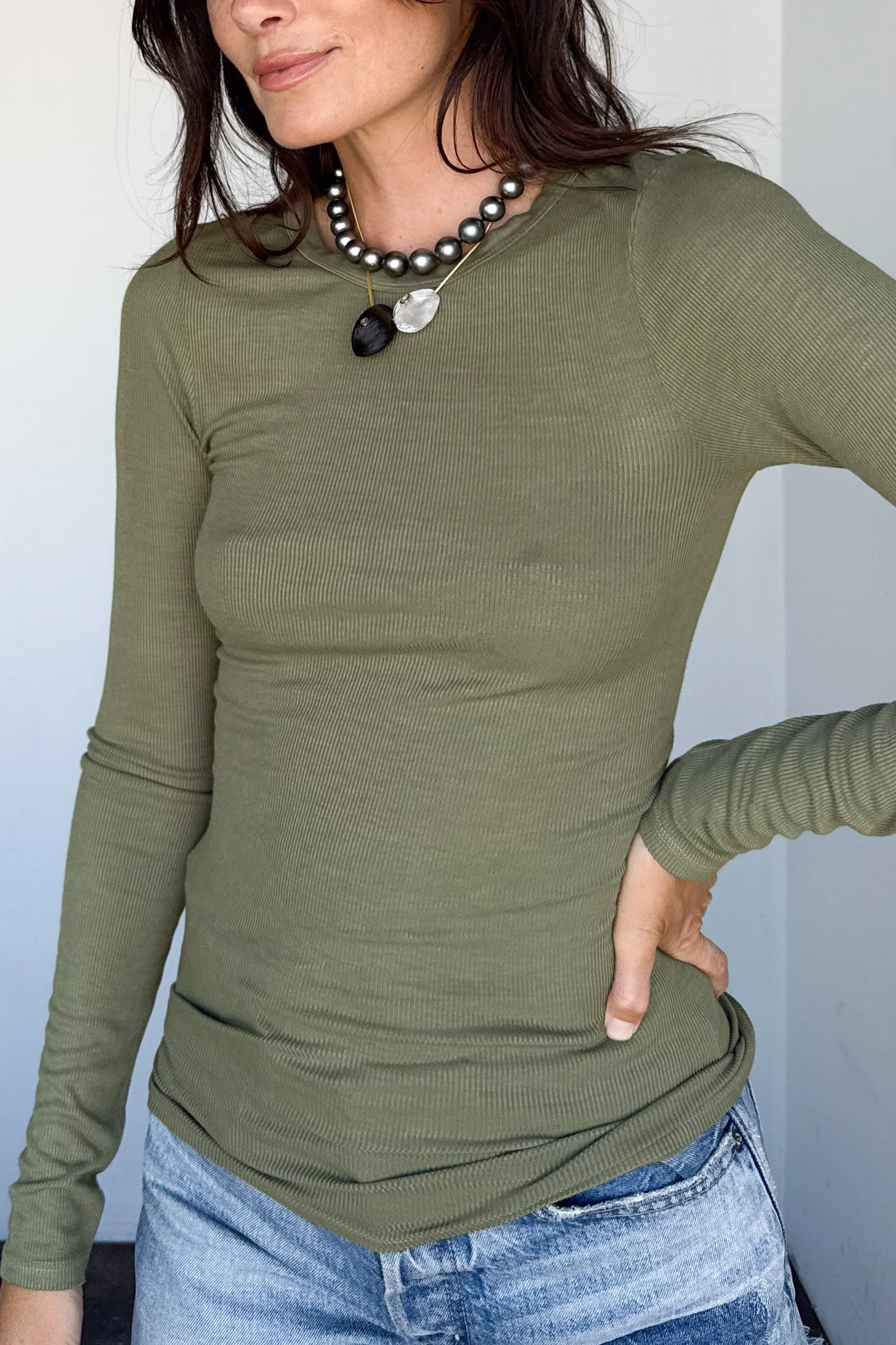Silk Rib Fitted Crewneck - Image 7