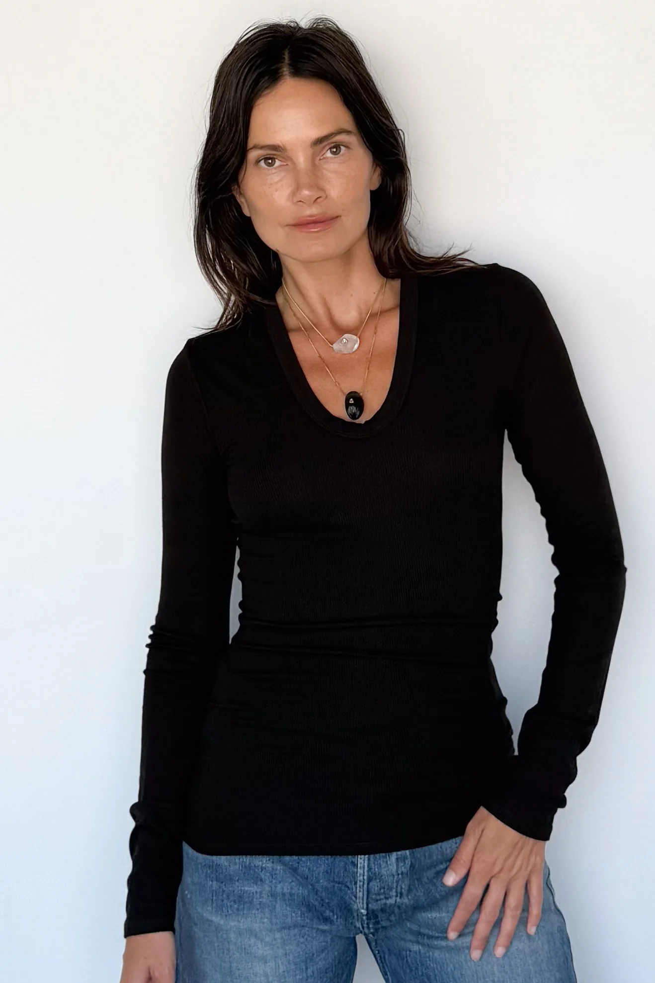 Silk Rib Fitted Plunge Neck - Image 4