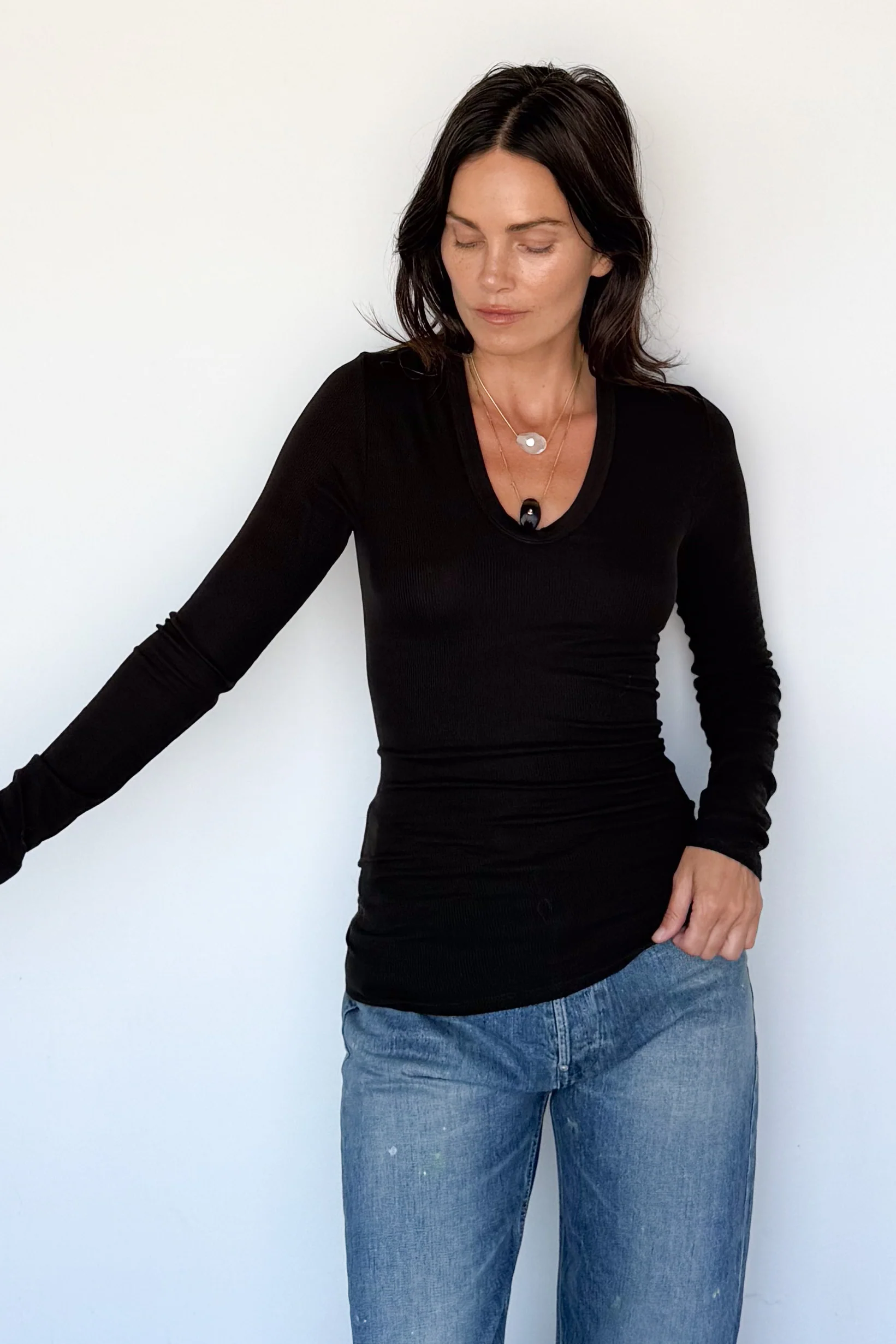Silk Rib Fitted Plunge Neck - Image 5