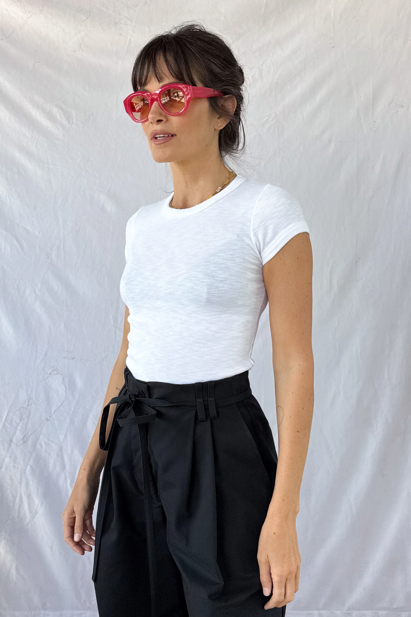 Textured Cap Sleeve Tee
